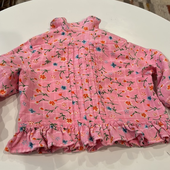 OILILY Pleated Floral Button Down Ruffle Dress Shirt Sz 80 Pink Size 9-12 months - Picture 4 of 6